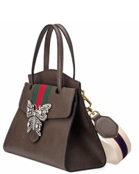 Gucci Linea Totem Medium Leather Top Handle Bag With Butterfly Web Strap