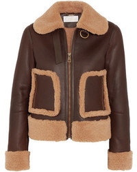 Dark Brown Leather Shearling Jacket
