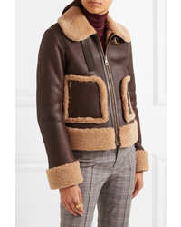 Chloé Shearling And Leather Jacket Brown