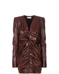 Dark Brown Leather Shift Dress