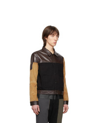 GR-Uniforma Black And Brown Faux Leather Denim Jacket