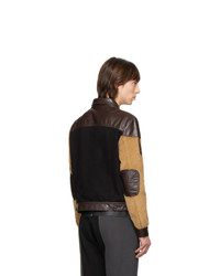 GR-Uniforma Black And Brown Faux Leather Denim Jacket