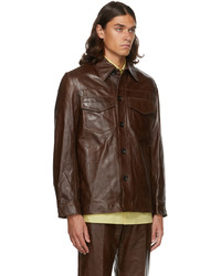 Dries Van Noten Brown Lash Leather Jacket
