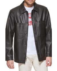 Levi's Faux Leather Shirt Jacket In Dark Brown At Nordstrom