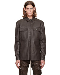 Rick Owens Gray Button Up Leather Jacket