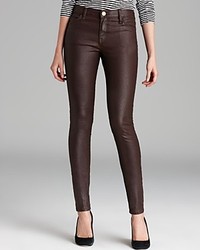 Dark Brown Leather Skinny Jeans for Women | Women's Fashion