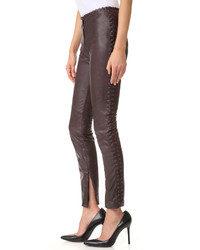 Just Cavalli Lace Trim Leather Pants