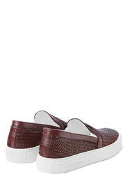 Armando Cabral Woven Leather Slip On Sneakers