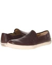 Frye Gavin Slip On Slip On Shoes Dark Brown Soft Vintage Leather
