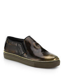 Alexander McQueen Patent Leather Slip On Sneakers