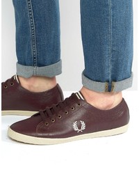 Fred Perry Kingston Leather Sneakers In Brown