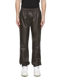 Dark Brown Leather Sweatpants