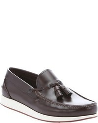 Salvatore Ferragamo Hickory Leather Noa Tassel Tie Detail Boat Shoes