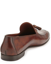 Magnanni Leather Tassel Loafer Medium Brown