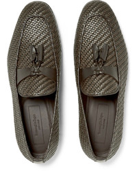 Ermenegildo Zegna Lido Pelle Tessuta Leather Tasselled Loafers