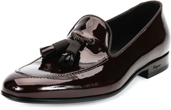 brown patent loafers