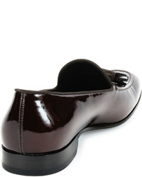 Salvatore Ferragamo Luxury Patent Leather Tassel Loafer Brown