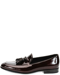 Salvatore Ferragamo Luxury Patent Leather Tassel Loafer Brown