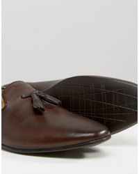 Asos Tassel Loafers In Brown Leather