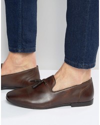 Asos Tassel Loafers In Brown Leather