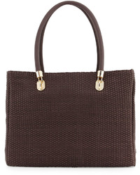 Cole Haan Benson Woven Leather Tote Bag Java Brown