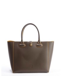 Loewe Brown Leather Top Handle Snap Front Tote Bag