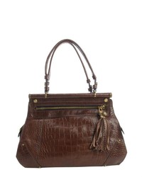 Oryany Coffee Brown Croc Embossed Leather Zoe Shopper Bag