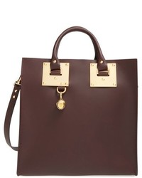 Sophie Hulme Large Leather Square Tote Burgundy