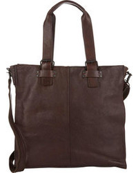 Barneys New York Top Zip Tote Bag Dark Brown