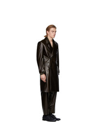 Hed Mayner Brown Faux Leather Trench Coat
