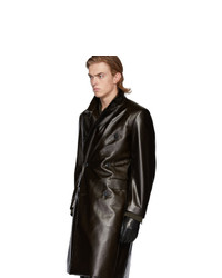 Hed Mayner Brown Faux Leather Trench Coat