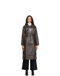 LVIR Brown Faux Leather Trench Coat