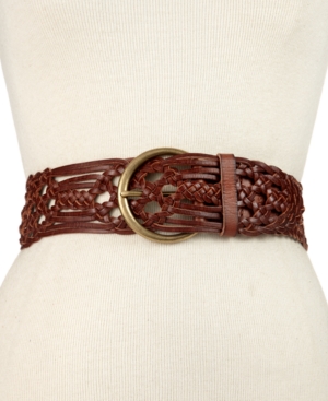 Fossil Belt Wide Woven Leather Waist Belt, $23 | Macy's | Lookastic