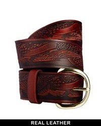 Asos Leather Tooled Waist Belt Dark Brown