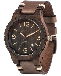 Wewood Alpha Wood Leather Strap Watch 46mm