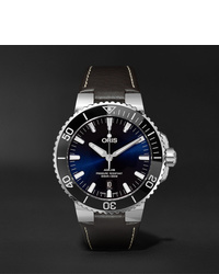 Oris Aquis 43mm Stainless Steel And Leather Watch Ref No 01 733 7730 4135  07 5 24 10 Eb
