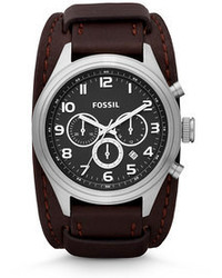 Fossil Asher Chronograph Leather Watch Dark Brown