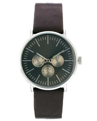 Asos Watch With Metal Face And Brown Leather Look Strap