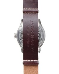 Jack Mason Brand Aviator Leather Strap Watch 42mm