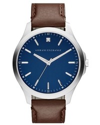 Ax Armani Exchange Leather Strap Watch 46mm