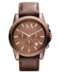AX Armani Exchange Watch Chronograph Dark Brown Leather Strap 45mm Ax2090