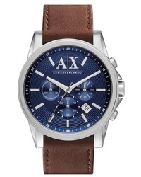 Armani Exchange Ax Chronograph Leather Strap Watch 45mm