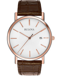 Bulova Brown Leather Strap Watch 37mm 98h51