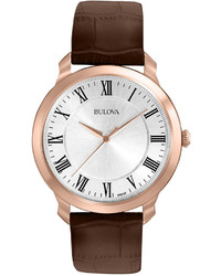 Bulova Brown Leather Strap Watch 41mm 97a107