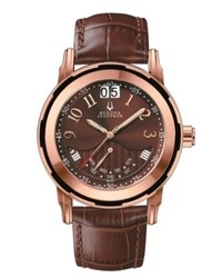 Bulova Accutron Watch Swiss Exeter Brown Croc Embossed Leather Strap 65c100
