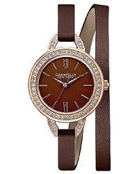Caravelle New York Brown Leather Wrap Watch