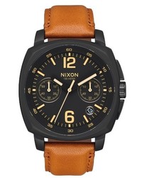 Nixon Charger Chronograph Leather Strap Watch 42mm