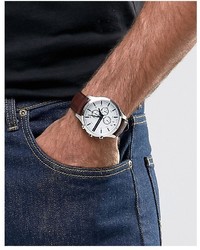Armani Exchange Chronograph Leather Watch In Brown Ax2190