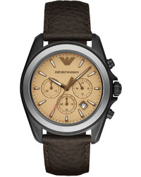 Emporio Armani Chronograph Sigma Dark Brown Leather Strap Watch 44mm Ar6070