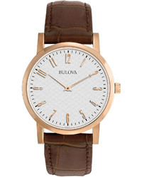 Bulova Classic Brown Leather Strap Watch 97a106